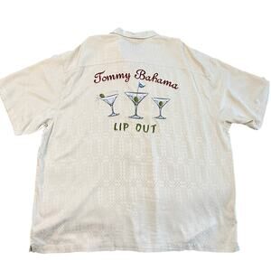 Tommy Bahama Lip Out Martini Embroidered Camp Shirt Mens XXL Button Front Silk